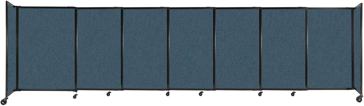Versare Straightwall Sliding Portable Wall Partition | Freestanding Office Dividers | Locking Wheels | Temporary Room Separator | 15'6" Wide x 4' Tall Caribbean Fabric Panels