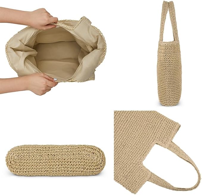 Straw Beach Tote Bag: Large Summer Boho Woven Bags