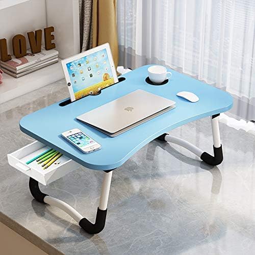 Lap Desk with Storage Drawer, Cup and Tablet Holder, Bed Tray Table, Foldable