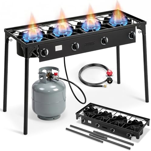 Outvita 4 Burner Propane Gas Stove for Outdoor Cooking, 300,000 BTU