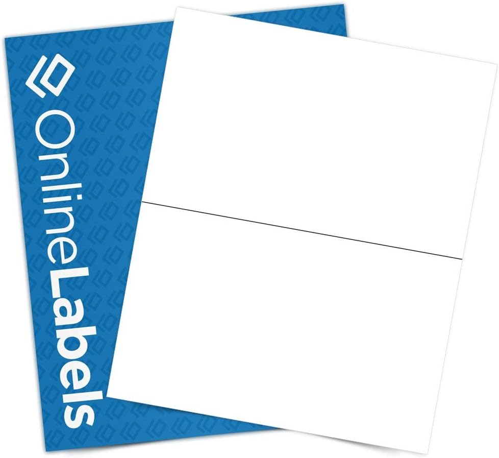 8.5 x 5.5 Half-Sheet Shipping Labels - Permanent, White Matte - for FBA, FedEx, UPS - Pack of 20,000 Labels, 10,000 Sheets - Inkjet/Laser Printers - Online Labels
