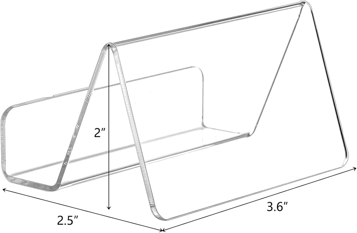 Hedume 12 Pack Business Card Holder for Desk, Office Acrylic Business Card Table Top Display Holders, Clear Name Card Holder Stand, Capacity: 50 Cards
