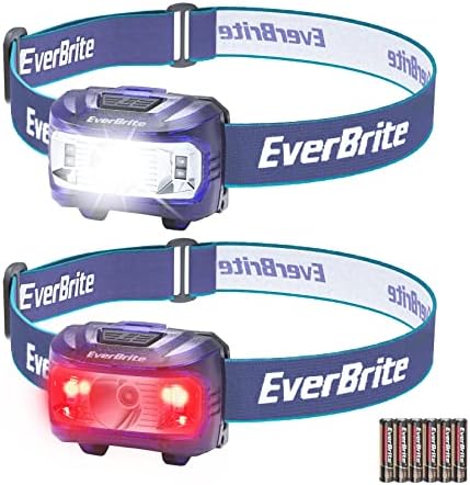 EverBrite Headlamp, 2 Pack Kids Headlamp with Red Light and Memory Function, Head Lamp for Adults and Kids with 5 Modes, Bright Headlamps for Camping, Running, Christmas Gifts, Batteries Included