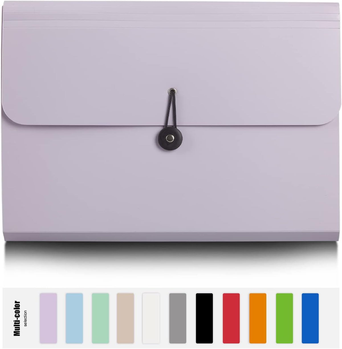 Expanding File Folder, 13 Pockets, Purple, Polypropylene