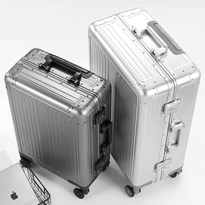 Metal all aluminum carry-on suitcase 20 "hard face, TSA lock and rotating wheel