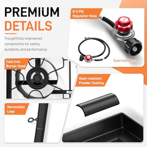 Outvita 4 Burner Propane Gas Stove for Outdoor Cooking, 300,000 BTU