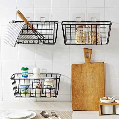 2 Set Hanging Wall Basket Organizer Over the Cabinet Door Wire Baskets