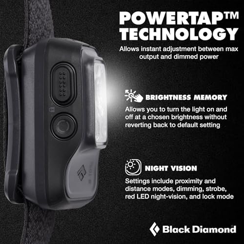 BLACK DIAMOND Spot 400-R Headlamp, Rechargeable, Dimmable, Bright, Graphite