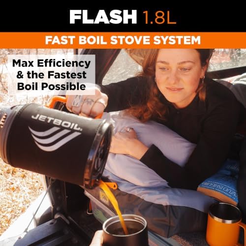 Jetboil Flash Portable Fast Boil Stove for Camping and Backpacking with 1-Step Auto Ignition, Propane/Isobutane Burner with Cooking Cup