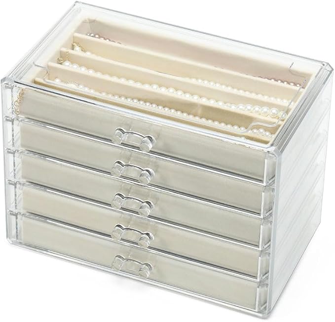 5 Drawers Necklace Organizer Storage, Tray