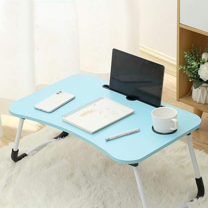 Lap Desk with Storage Drawer, Cup and Tablet Holder, Bed Tray Table, Foldable