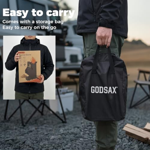 Rocket Stove Portable Wood-Burning Camping Stove with Storage Bag