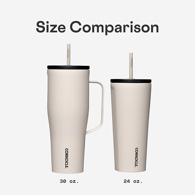 Corkcicle Cold Cup Insulated Tumbler with Straw - Keeps Drinks Cold for 12 Hours - Triple-Insulated Stainless Steel - Leak-Resistant Lid - Summer Drinkware Gift - 24 oz - Ceramic Slate