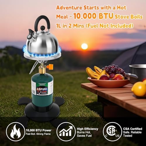 Camping Stove Propane, Portable Backpacking Cooker with Single Burner
