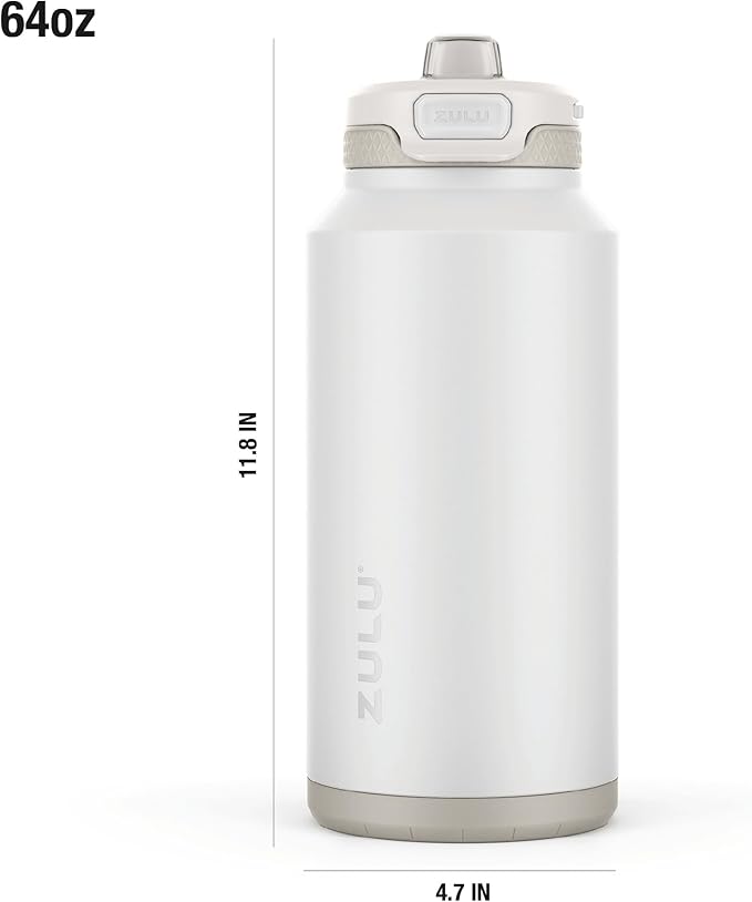 ZULU Powerfill Pro 64oz Half Gallon Stainless Steel Water Bottle