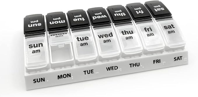 EZY DOSE Weekly Daily AM/PM Pill Case, Medicine Planner, Vitamin Organizer