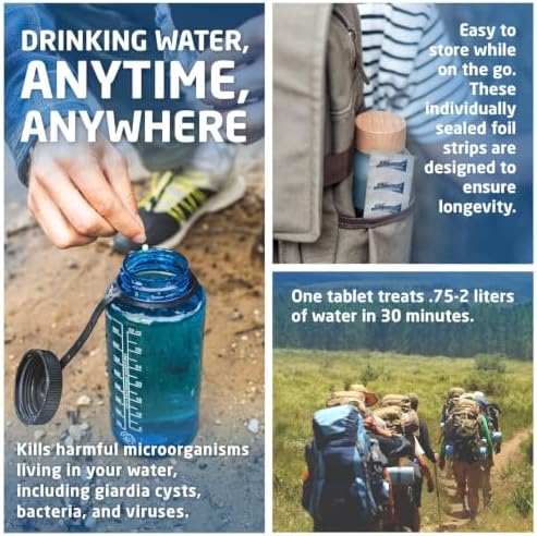 Aquatabs 49mg Water Purification Tablets, 100 Pack, Hiking & Camping
