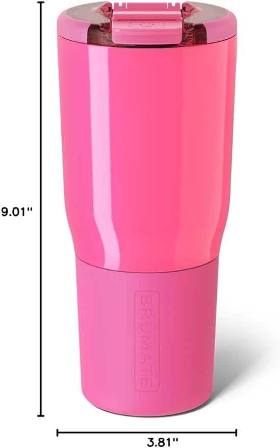BrüMate Nav 25oz 100% Leak Proof Insulated Travel Tumbler with Magnetic BevLock™ Lid - Double Wall Cup-Holder Friendly Stainless Steel Mug (Neon Pink)