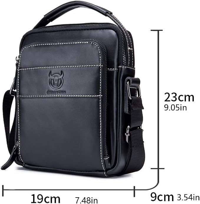 KPYWZER Genuine Leather Shoulder Bag Small Men Messenger Pack Handbag Sling