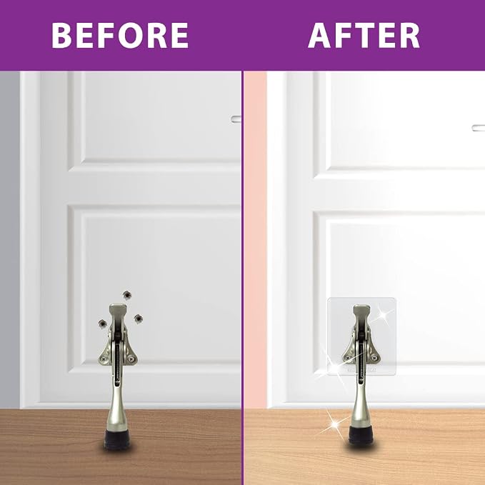 Door Stopper with Adhesive Bracket Stickers, No Drilling or Tools Needed