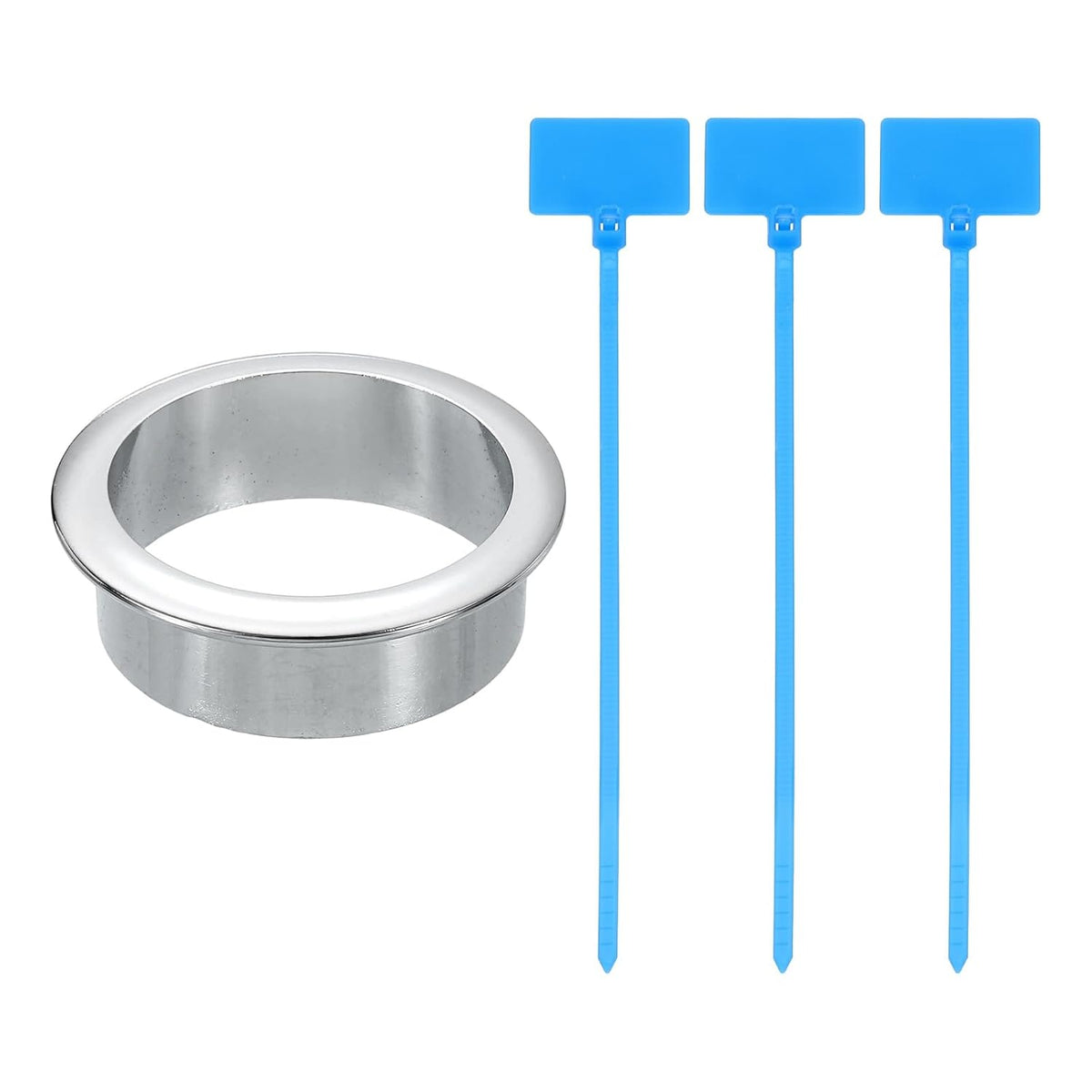 uxcell Desk Grommet, 1-3/4" (45mm) Zinc Alloy Cable Hole Cover Wire Cord Organizer with Marked Cable Ties for Home Office Desktop Wire, Silver Tone