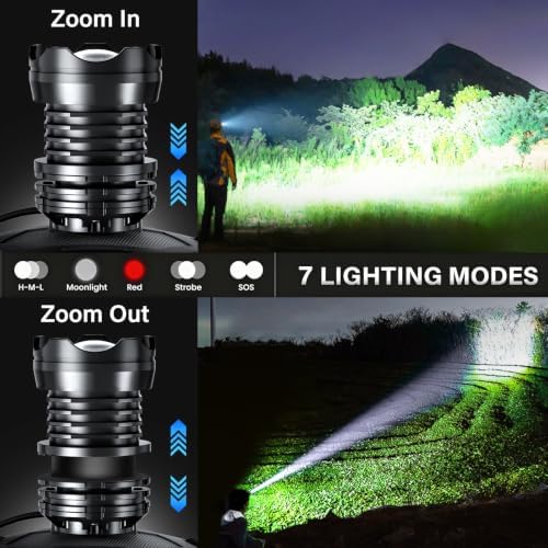 AKNEAR Rechargeable LED Headlamp 99000 High lumens Bright with Red Light