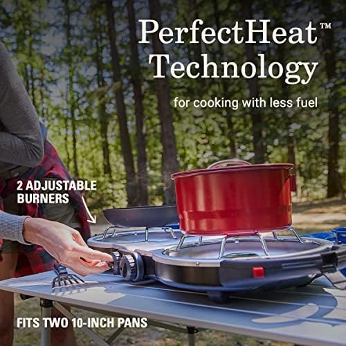 Coleman Fold ‘N Go 2-Burner Propane Stove, Dual Adjustable Burners with 20,000 BTUs of Power & InstaStart Ignition, Great for Camping, Tailgating, Grilling, & More