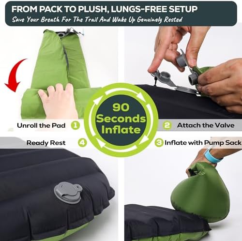 Gear Doctors ApolloAir 5.2 R-Value [25oz] Ultralight Insulated Inflatable Camping Sleeping Pad — Backpacking Sleeping Pad — Camping Mattress Compact Lightweight for Hiking—Air Mattress for Backpacking