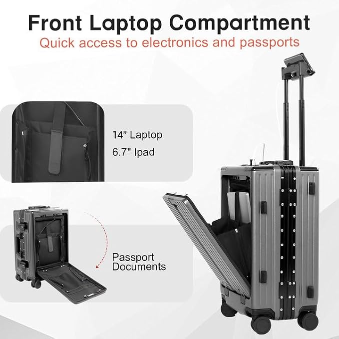 Carry On Luggage 22x14x9 Airline Approved Aluminum Frame, 20 Inch Hard Shell
