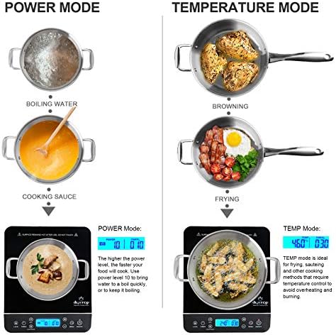 Duxtop Portable Induction Cooktop, Countertop Burner 1800W Silver 9600LS