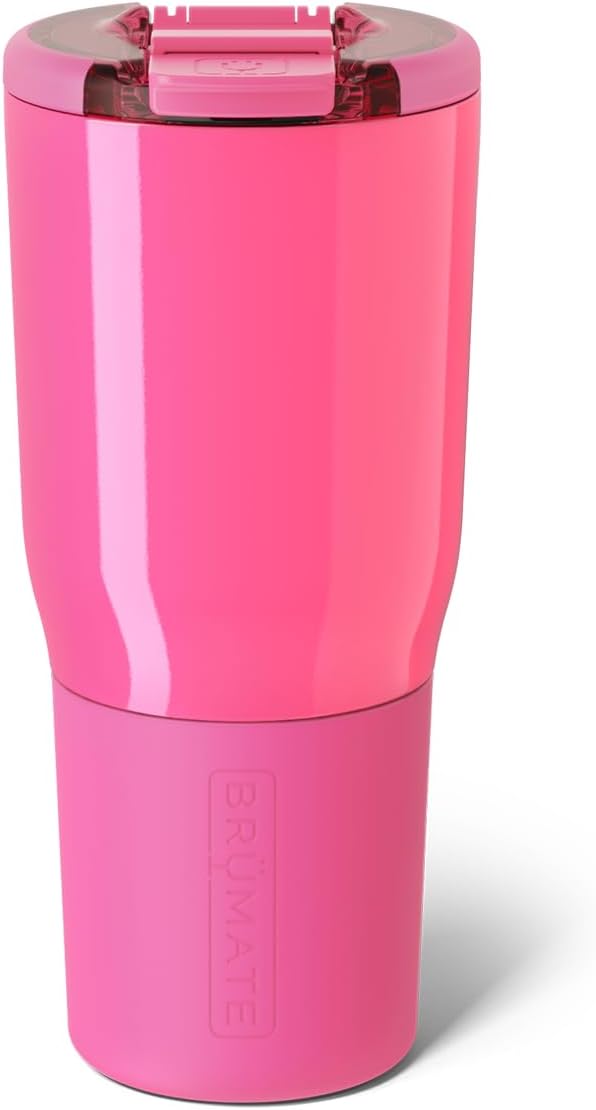 BrüMate Nav 25oz 100% Leak Proof Insulated Travel Tumbler with Magnetic BevLock™ Lid - Double Wall Cup-Holder Friendly Stainless Steel Mug (Neon Pink)