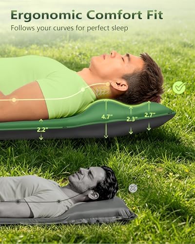 Self-Inflating Sleeping Pad with Built-in Pillow, 8R-Value 4 Season