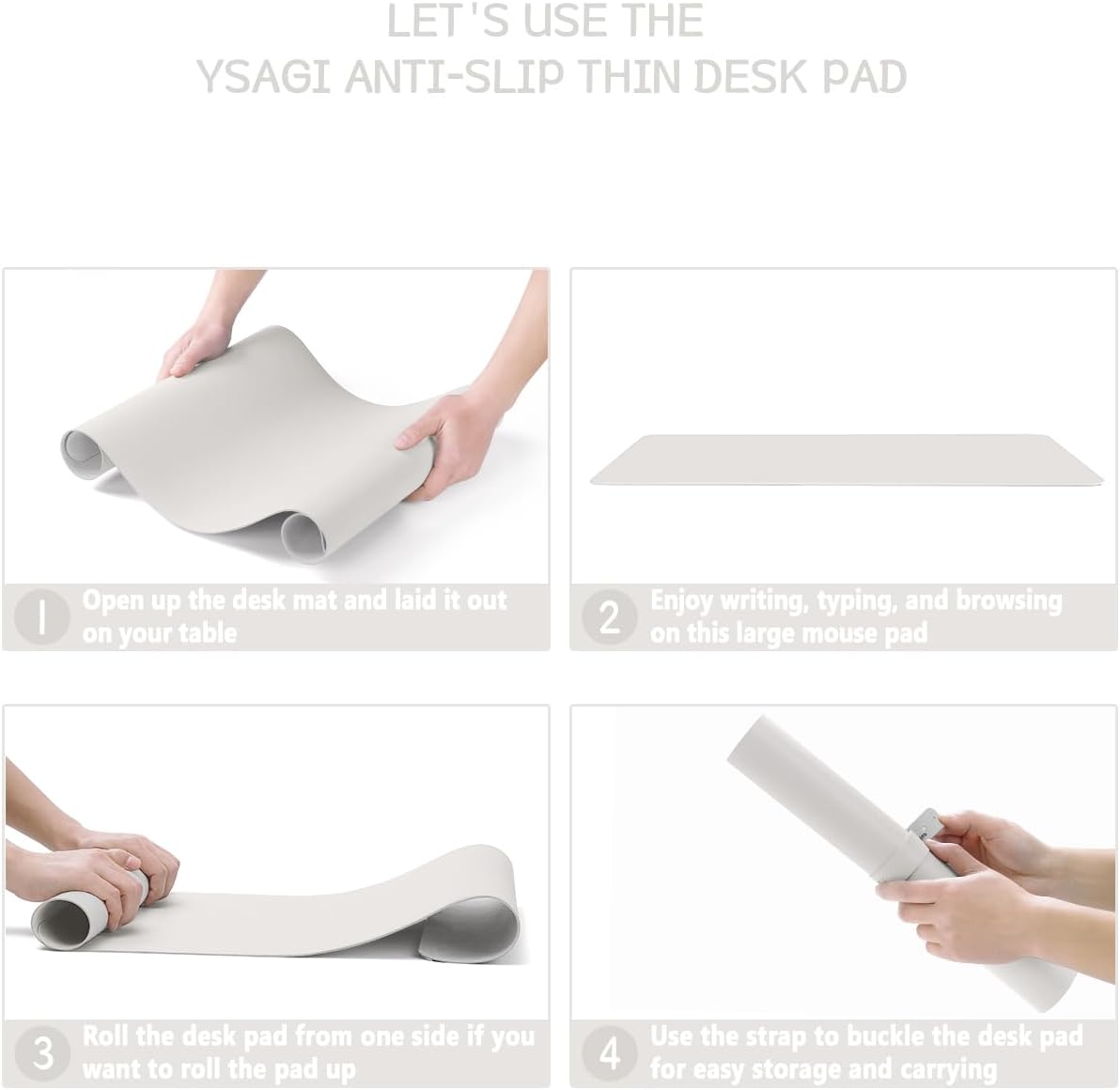 YSAGi Non-Slip Leather Desk Pad, Waterproof Laptop Computer Desk Keyboard Mat, Table Protector Blotter Mat, Large Mouse Pad for Office/Work/Home/Decor(Apricot Gray, 31.5" x 15.7")