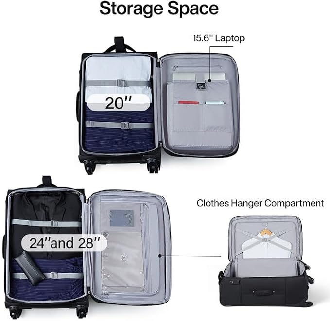 Hanke 3 Piece luggage Sets Softside Expandable luggage