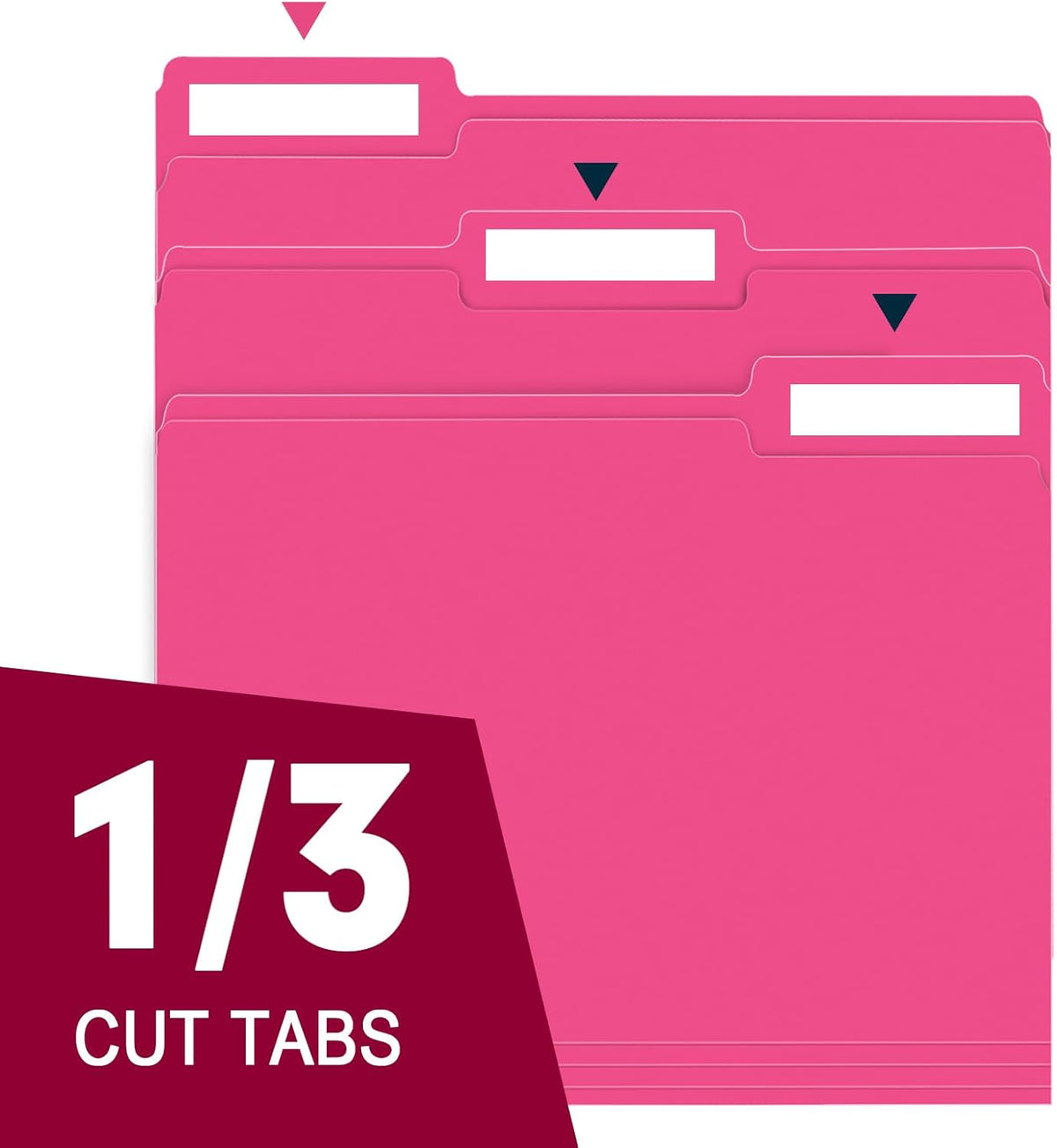 File Folder, RAZCC 150 Pack 1/3 Cut Tab File Folders Letter Size, Magenta, Folders with Tab, Great for Organizing and Easy File Storage