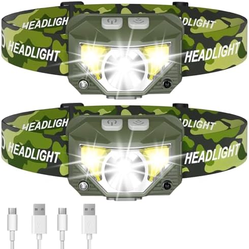 LHKNL Headlamp Flashlight, Lumen Bright Head Lamps LED Rechargeable-Green