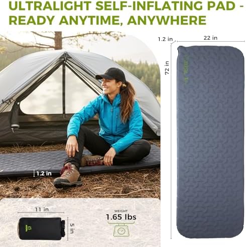 ATEPA Self Inflating Sleeping Pad for Backpacking, 2.3 R-Value