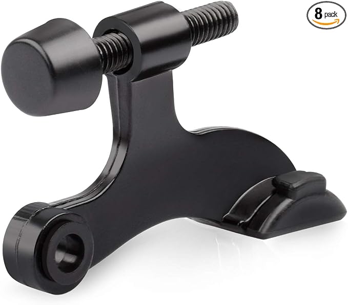 HOMOTEK 8 Pack Hinge Pin Black Door Stopper, Adjustable Deluxe Heavy Duty Door