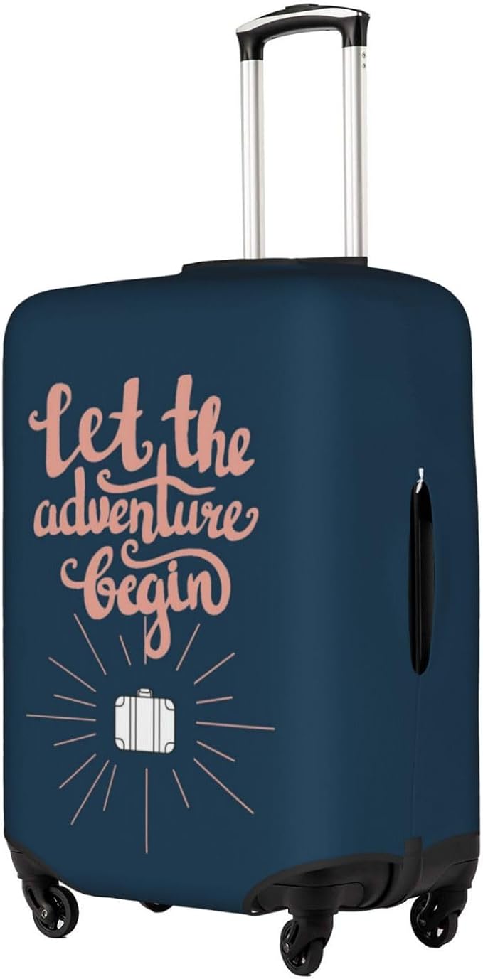 Let The Adventure Begin Luggage Cover Washable Suitcase Protector, Luggage Tag