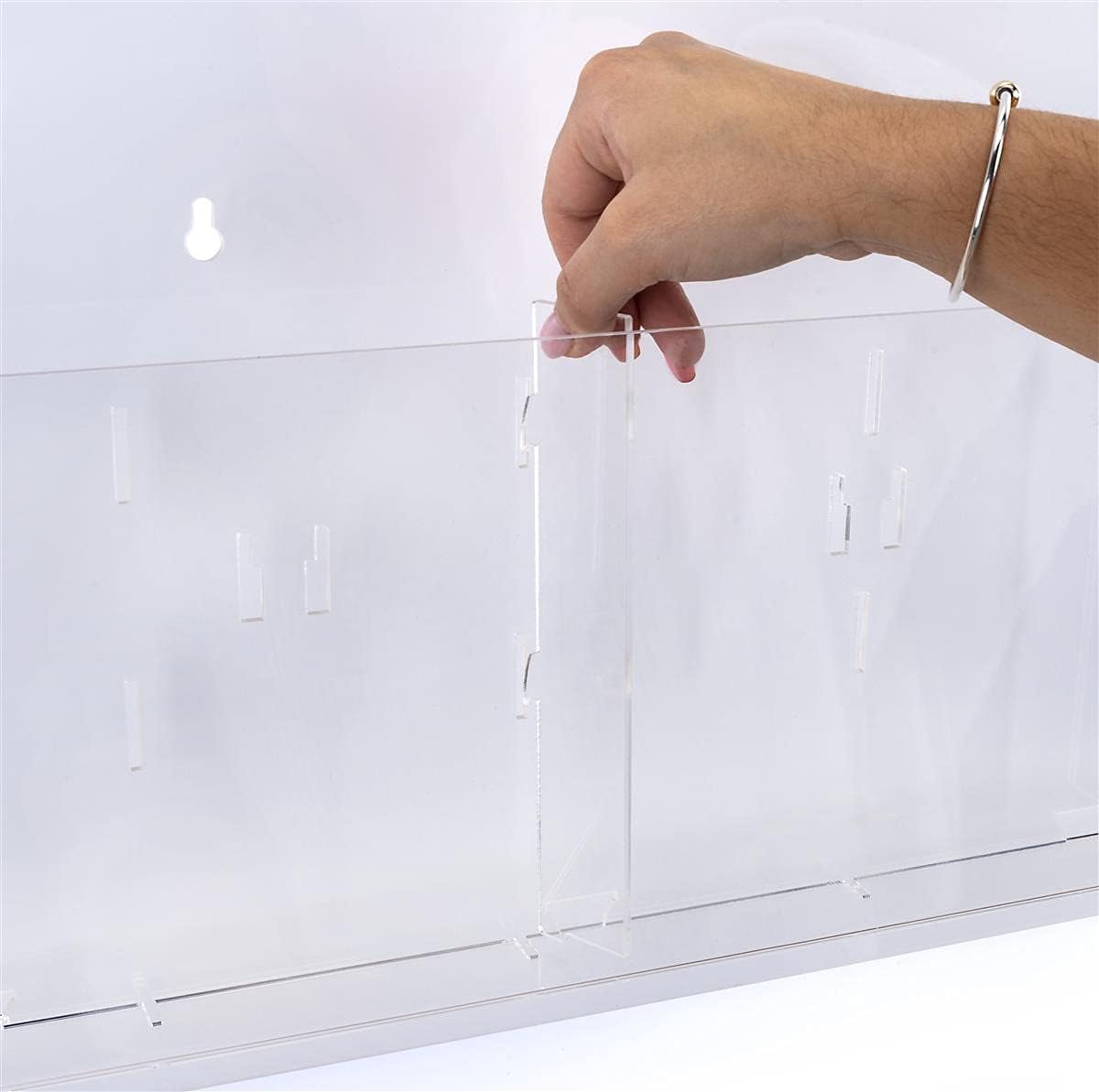 Displays2go 2-Tiered Acrylic Literature Wall Rack, Adjustable, Fits Brochures and Magazines - Clear (2RP6CLR)
