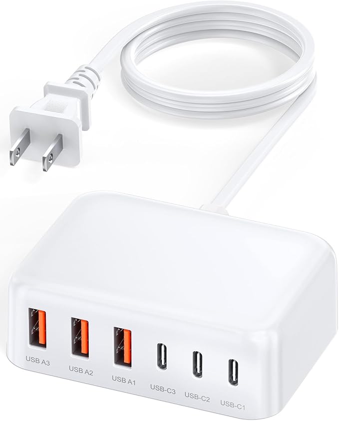 USB C Charger Block, 100W GaN 6 Port PD USB C QC USB A Wall Charger Adapter