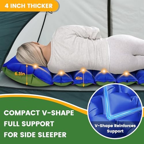 4-Inch Inflatable Camping Sleeping Pad with Foot Pump
