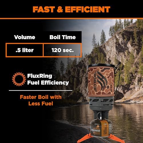 Jetboil Zip 0.8L Portable Fast Boil Stove with Easy-Turn Knob Igniter for Backpacking and Camping, Propane/Isobutane Burner