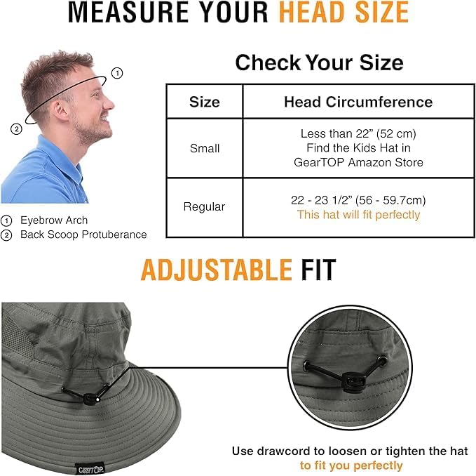GearTOP Safari Sun Hat for Men and Sun Hats for Women UV Protection UPF 50+
