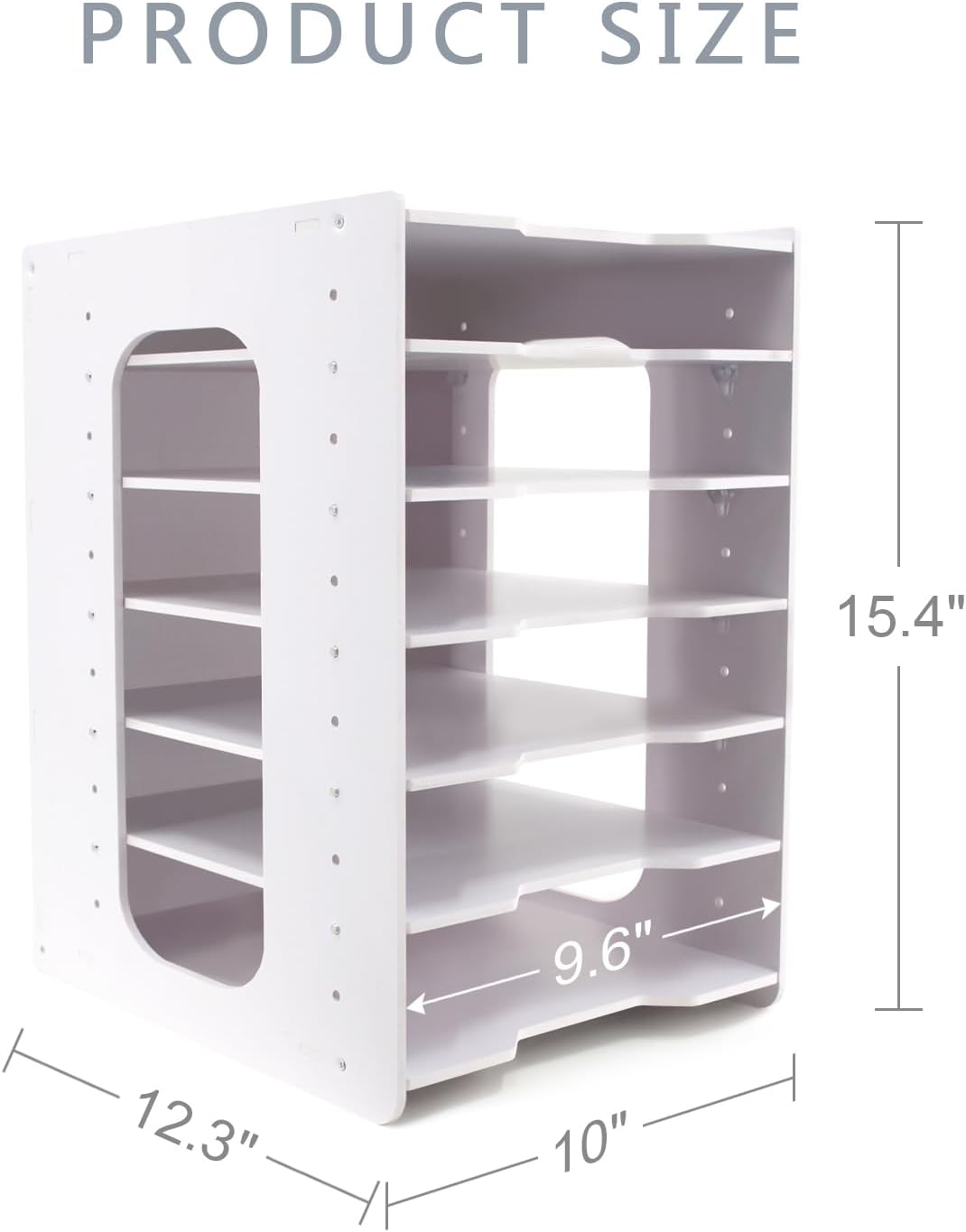 SONGWAY File Organizer for Desk - 7 Tier Document Holder with Removable Shelves, Letter Mail Rack, File Sorter Organizer, A4 Paper Storage Holder, Desktop Organizer for Home Office School, White