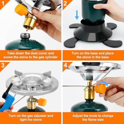Camping Stove Propane, Portable Backpacking Cooker with Single Burner