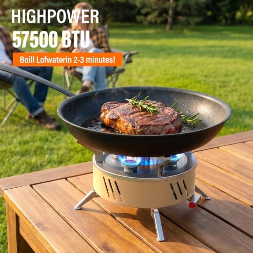 Veralune Camping Stove, Portable Gas Stove, 57500 BTU High Power