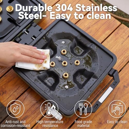 2-Burner Portable Propane Camping Stove with Windshield,Foldable Gas Stove