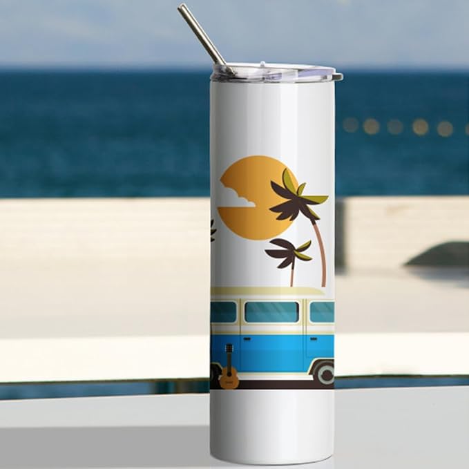 PYD Life Sublimation Blanks Tumbler Skinny 30 OZ Straight Stainless Steel Coffee Cups Mugs with Lid and Metal Straw for Tumbler Press Machine Heat Transfer 4 Pack