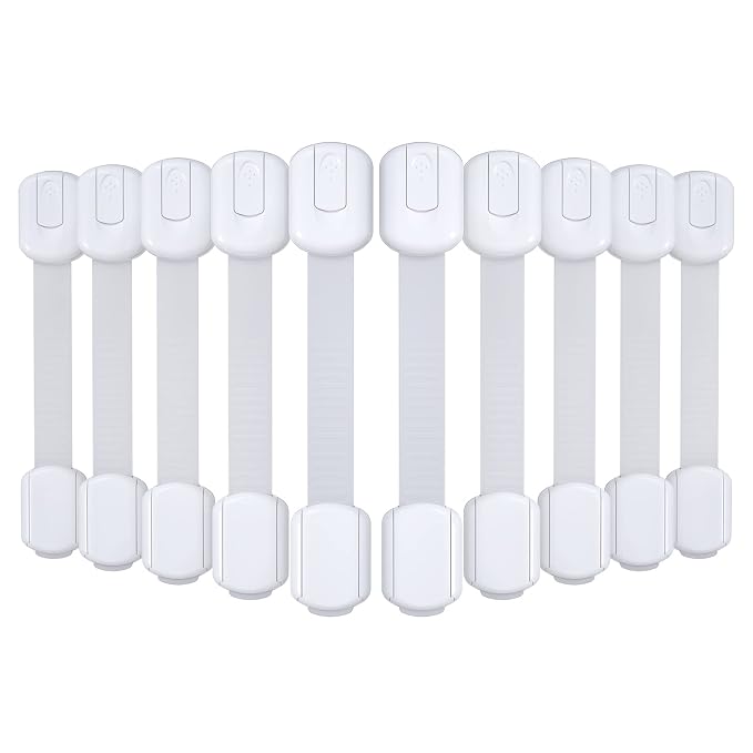 4our Kiddies 10 Pack Baby Proof Cabinet Latches, Childproof Drawer Latches